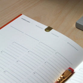 Detail of the Mark+Fold Monthly planner, February page
