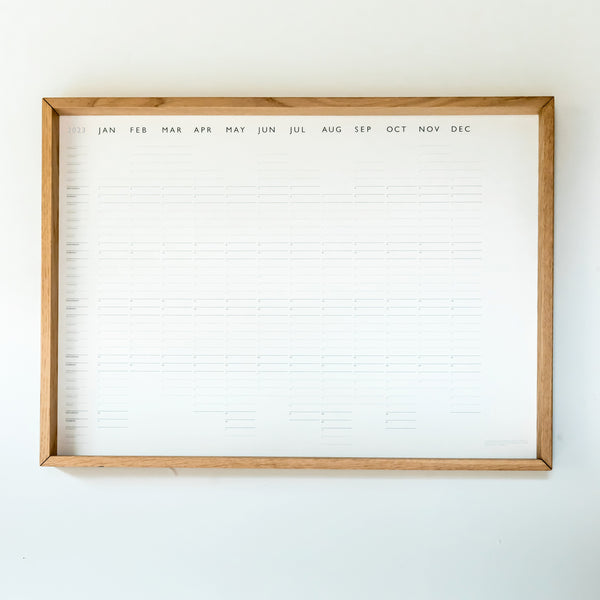 Minimal 2023 wall planner by mark and fold printed in london