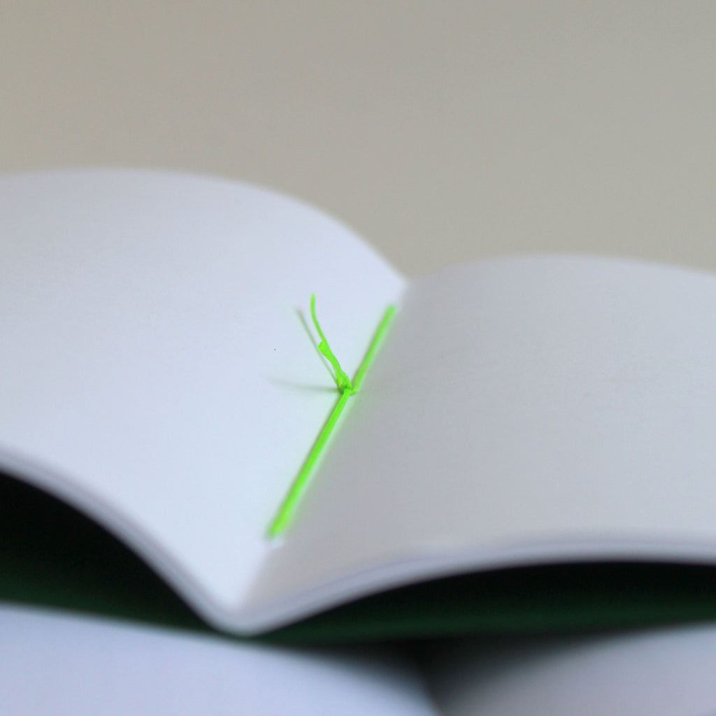 Neon thread detail, hand-bound exercise book