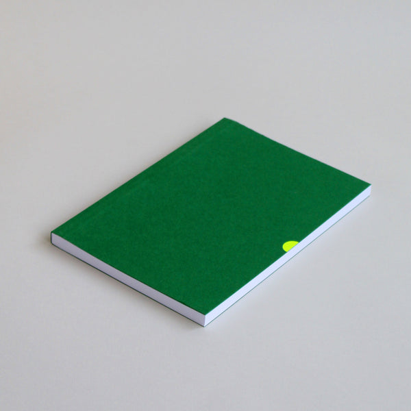 Mark+Fold layflat notebook, edition of 100, green with neon thumbcut