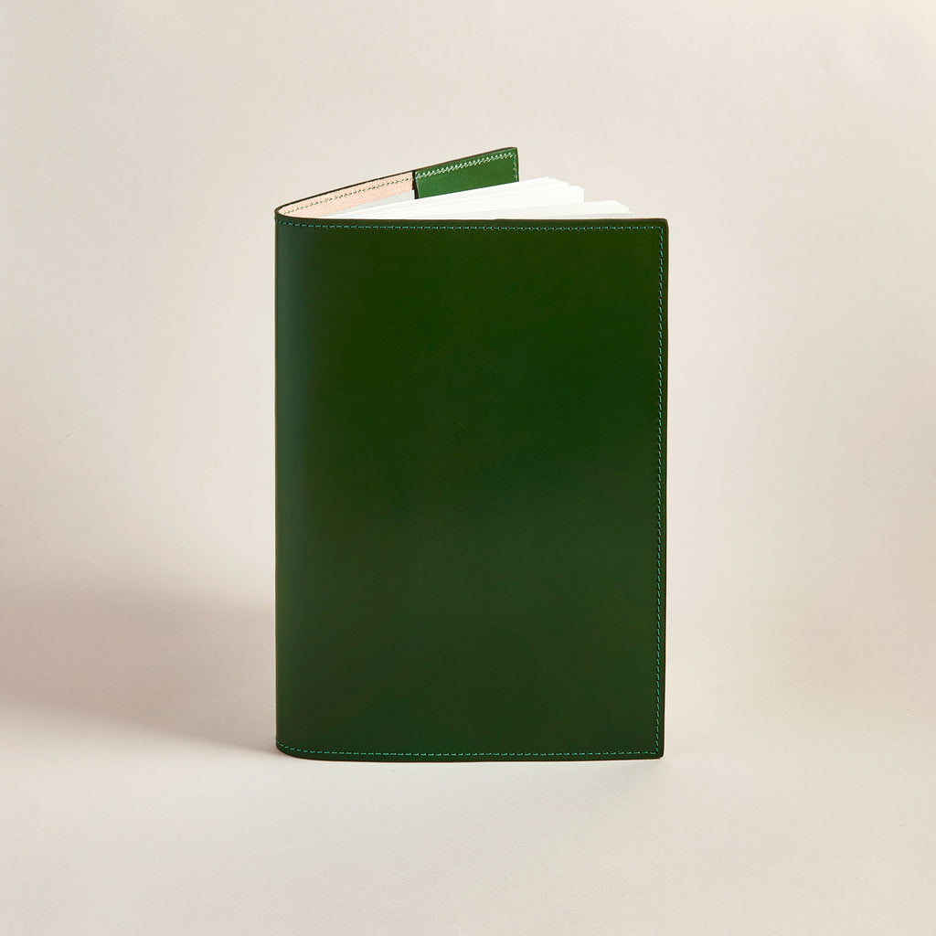 Green leather notebook cover