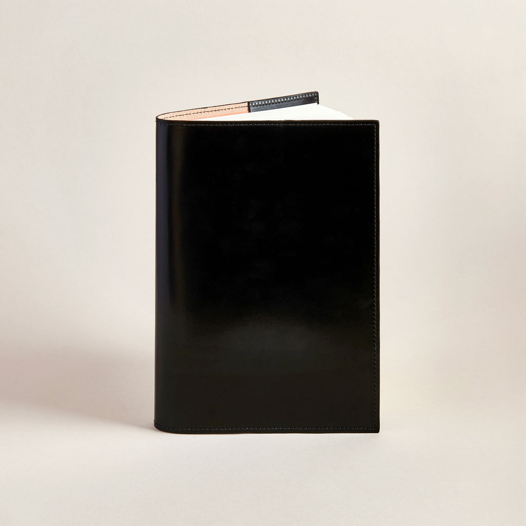 Black leather notebook cover