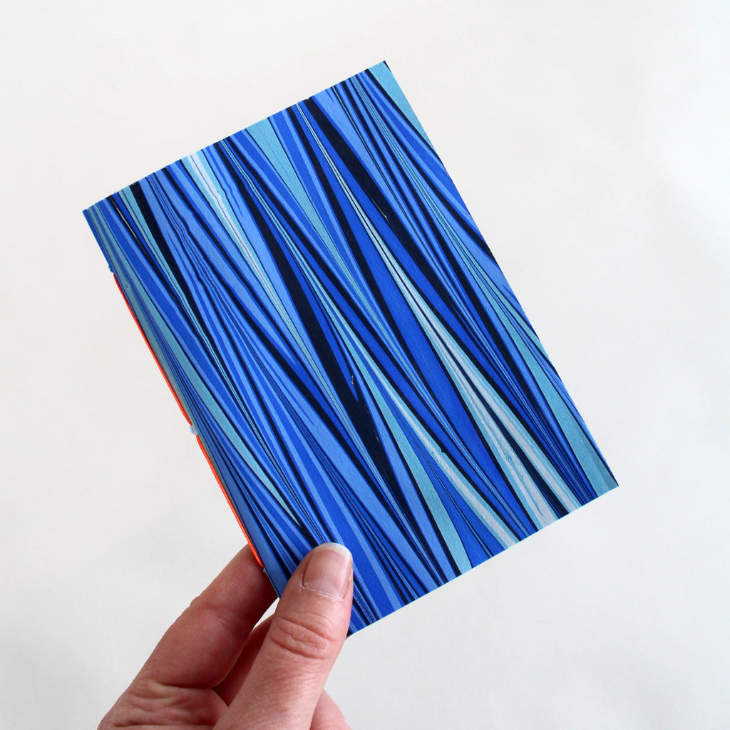 A6 notebook by Marmor Paperie for Mark+Fold, featuring traditional paper marbling. 48 pages 120gsm fountain pen friendly paper.