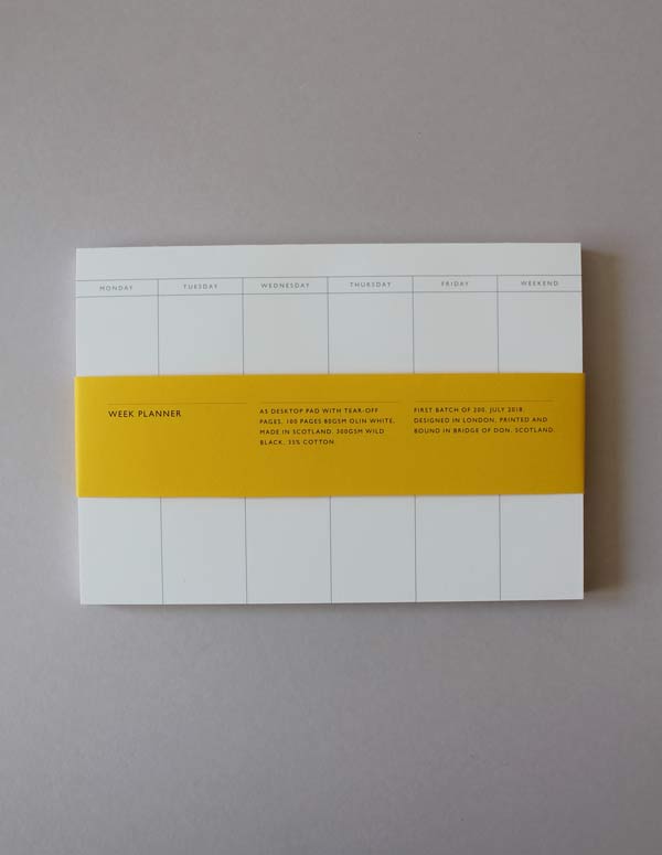 Mark+Fold Desktop planner pad, Week planner, printed in scotland