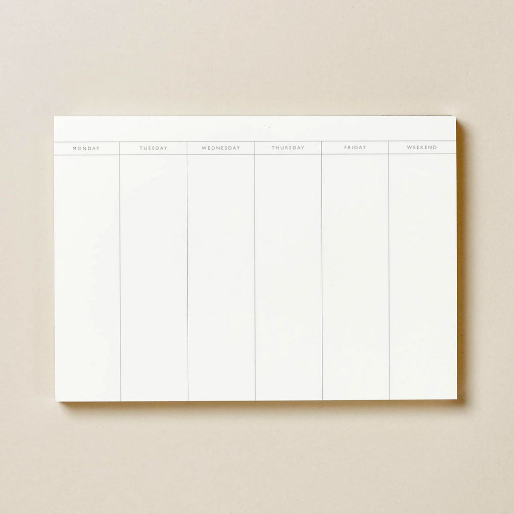 Mark+Fold minimal stationery week planner pad, desktop planner pad with tear-off pages