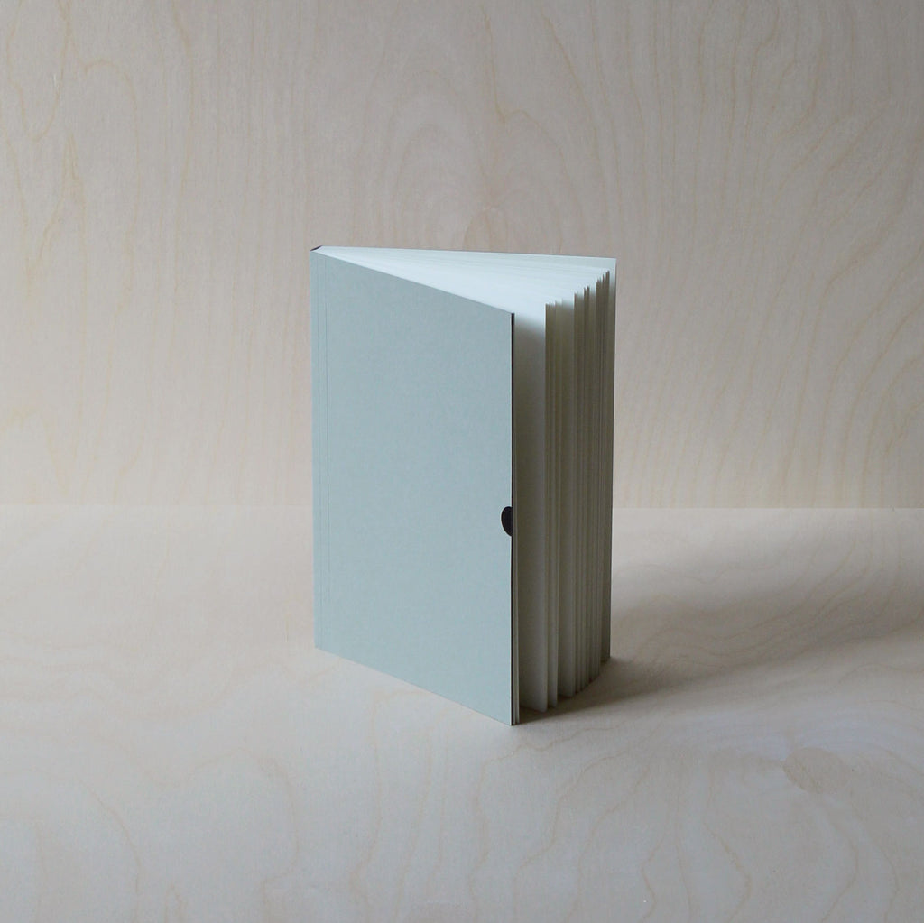 Mark+Fold notebook in Lichen, laylflat notebook, plain pages, sustainably made sustainable eco stationery