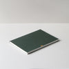 Mark+Fold's Lined notebook in Sequoia with gold details. Layflat ota bind notebook. 120gsm smooth cream paper, suitable for fountain pen, made in Scotland. Sustainable transparenyt production. Modern stationery, designed in London.