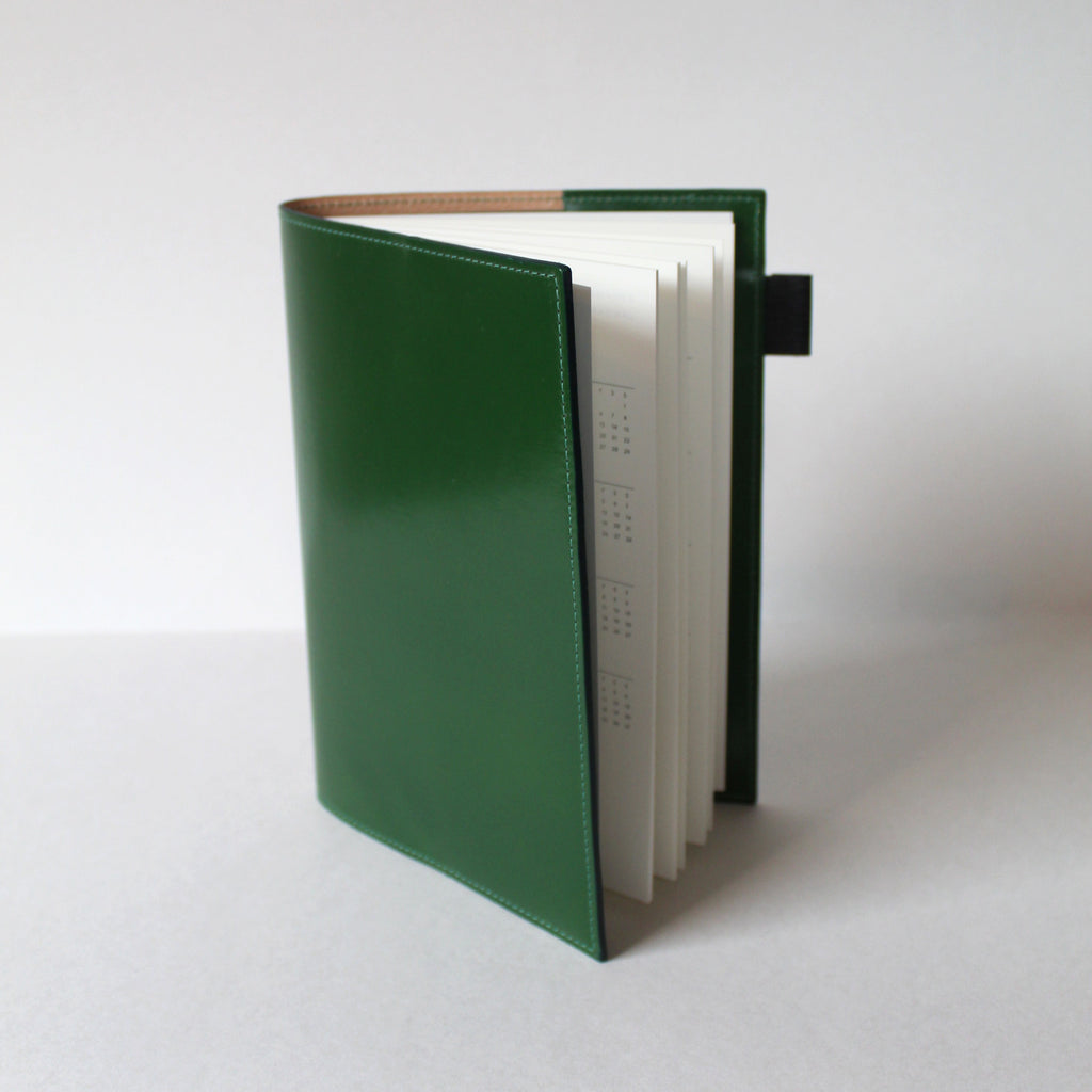 Avocado green leather notebook cover by Doe and Mark+Fold