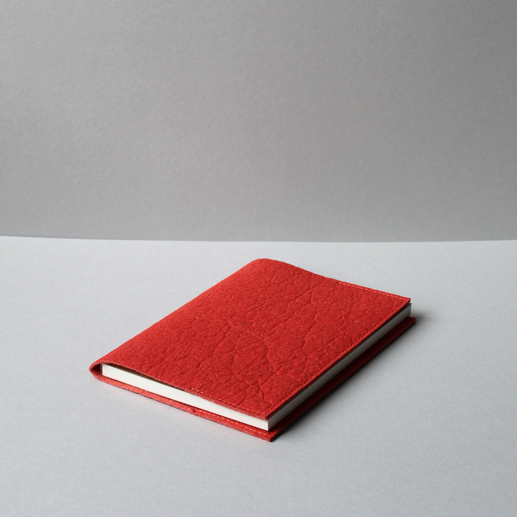 Paprika Piñatex notebook cover by Mark+Fold, removable and reusable A5 notebook cover