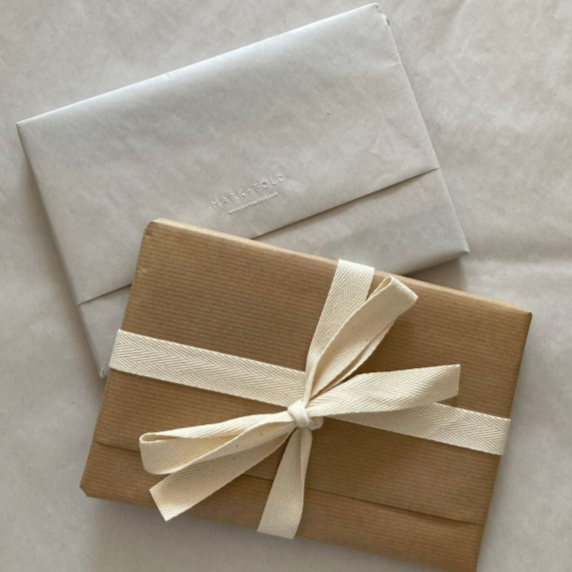 Kraft paper and cotton ribbon stationery gift wrap by mark and fold